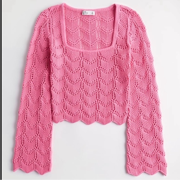 Pink crochet Hollister sweater - Picture 1 of 3